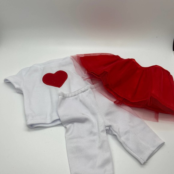 Doll Ballerina Red & White Tutu Skirt Set with Leggings fits most 18" Dolls - Picture 5 of 5
